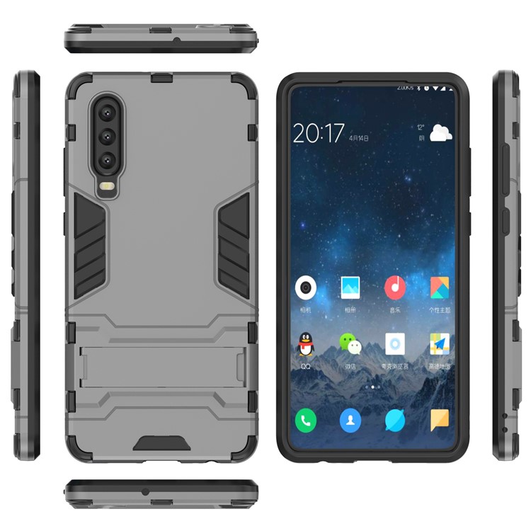 Plastic + TPU Hybrid Case with Kickstand for Huawei P30 - Grey-4