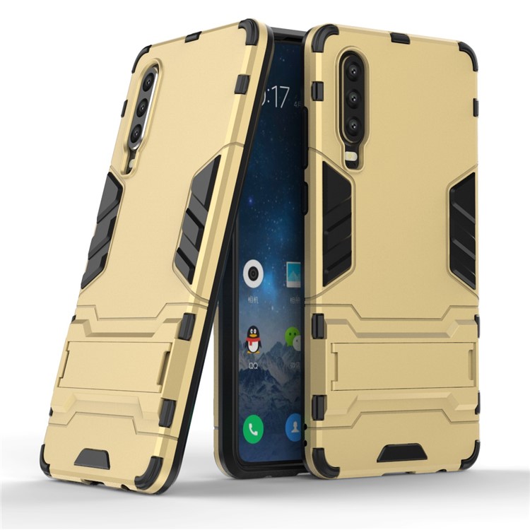 Plastic + TPU Hybrid Case with Kickstand for Huawei P30 - Gold-1