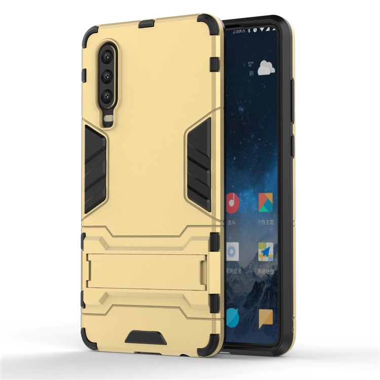 Plastic + TPU Hybrid Case with Kickstand for Huawei P30 - Gold-2