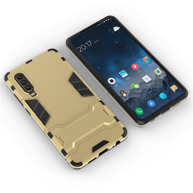 Plastic + TPU Hybrid Case with Kickstand for Huawei P30 - Gold-3