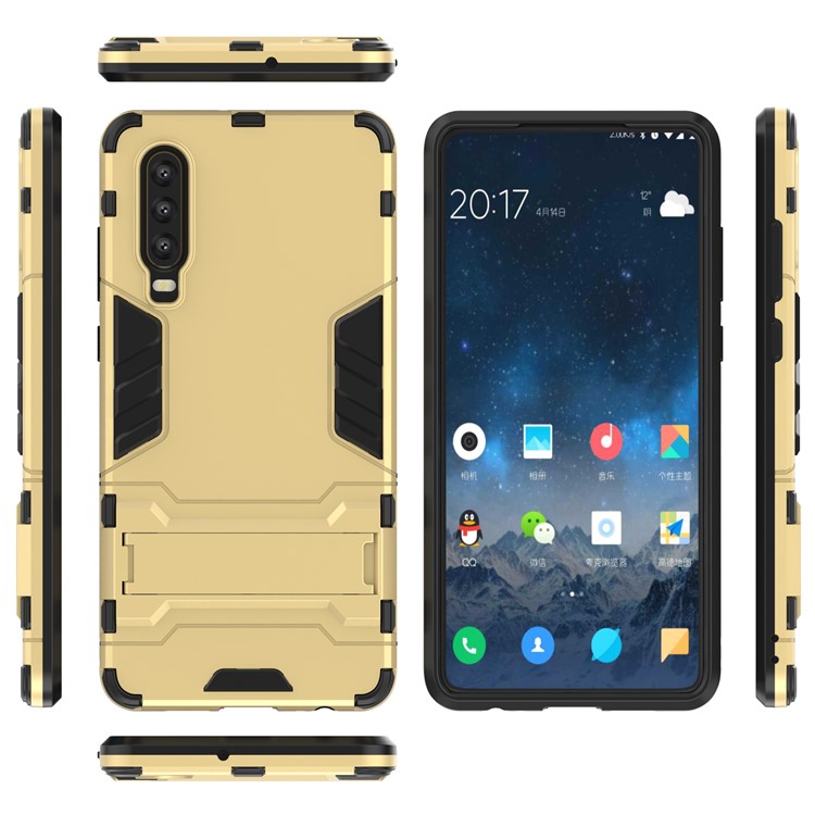 Plastic + TPU Hybrid Case with Kickstand for Huawei P30 - Gold-4