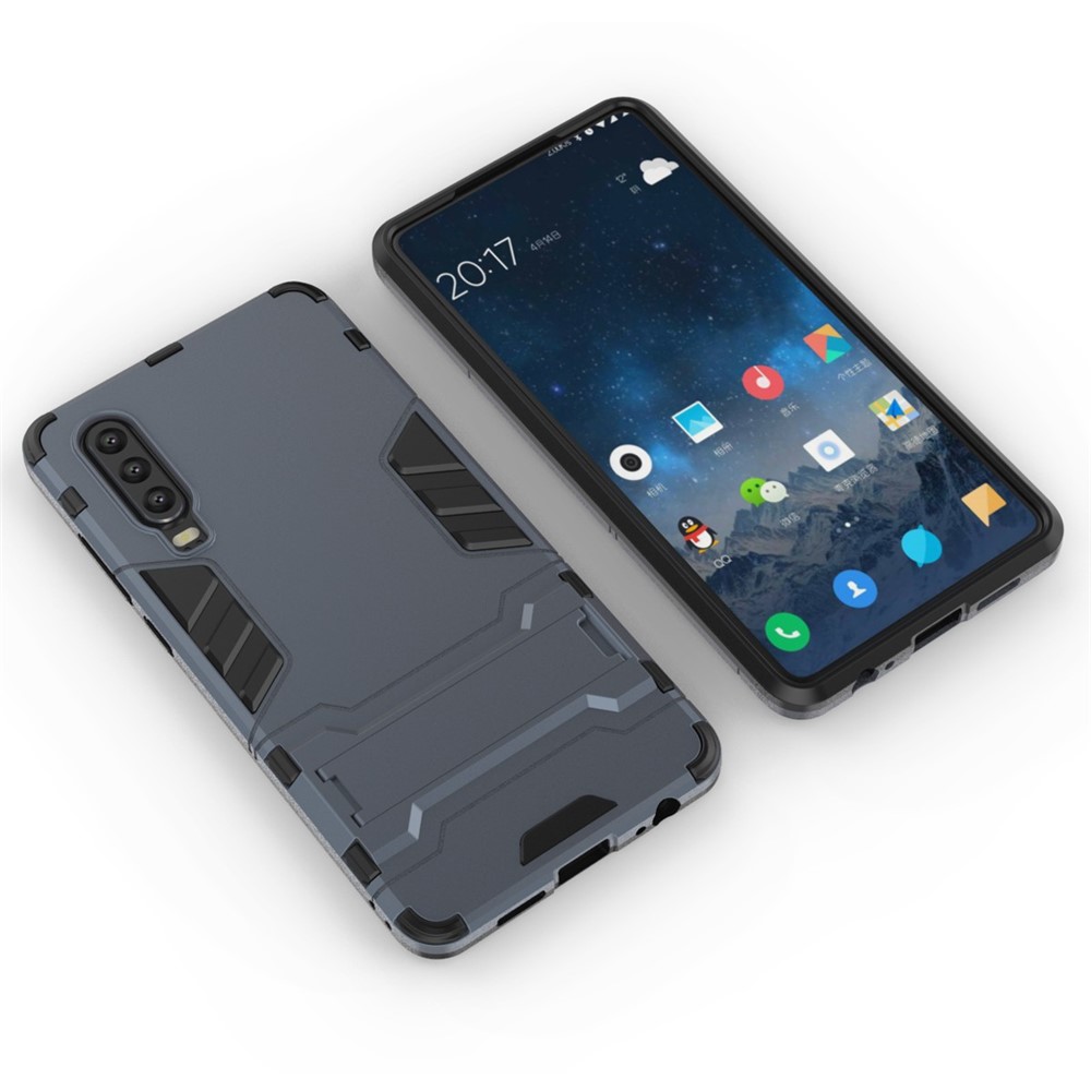 Plastic + TPU Hybrid Case with Kickstand for Huawei P30 - Dark Blue-3