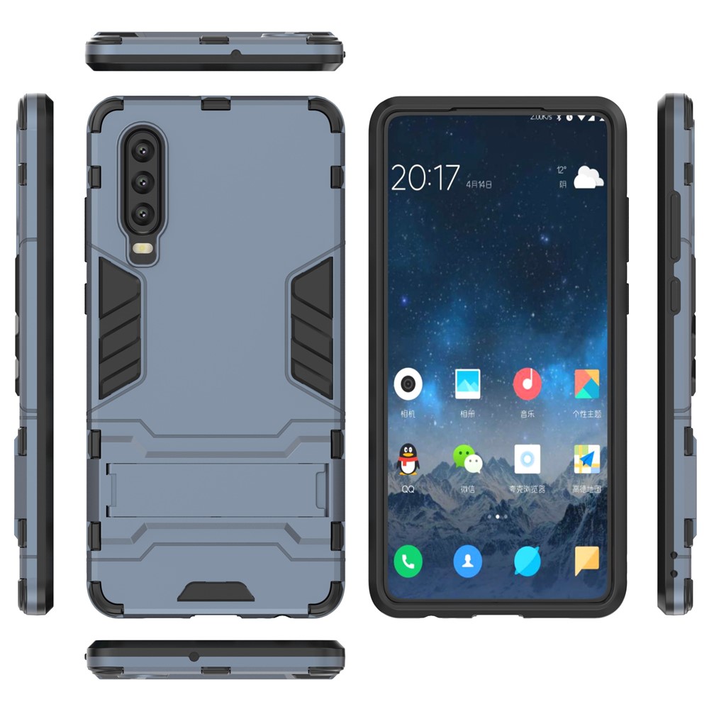 Plastic + TPU Hybrid Case with Kickstand for Huawei P30 - Dark Blue-4