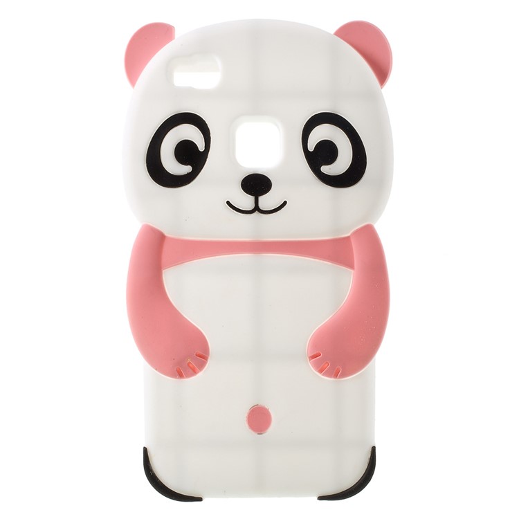 For Huawei P9 Lite Cute 3D Panda Silicone Shell - Pink-1