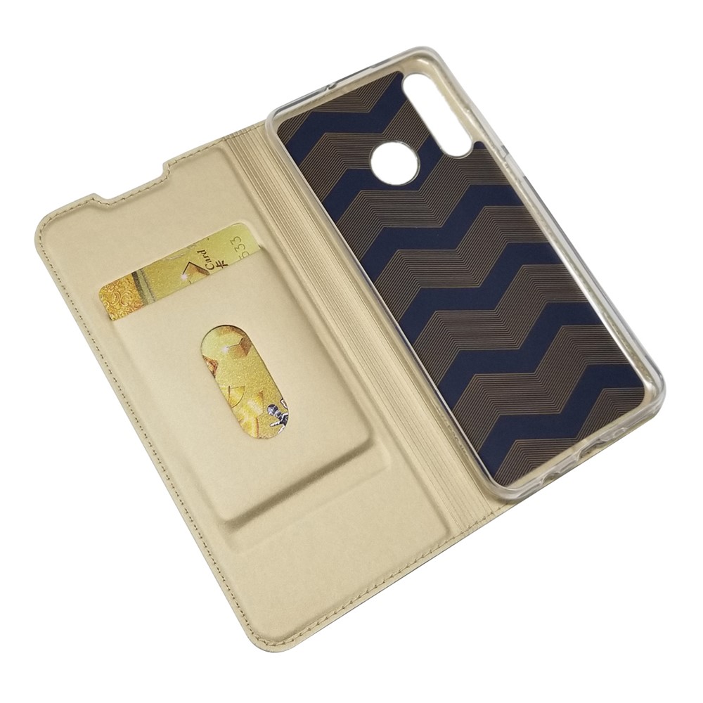 Magnetic Adsorption Leather Card Slot Case for Huawei P30 Lite - Gold-5