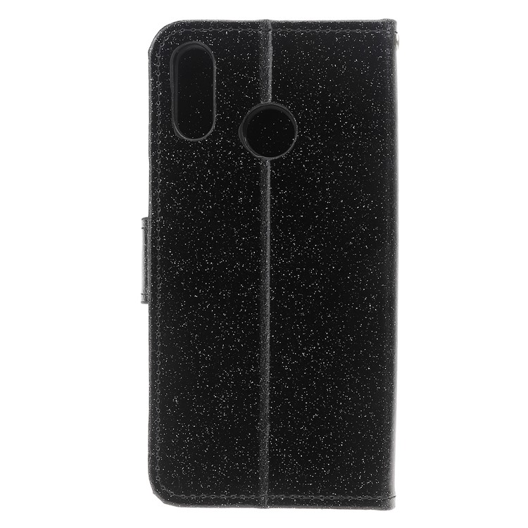 Glittery Powder Wallet Stand Leather Phone Case for Huawei P Smart (2019) - Black-2