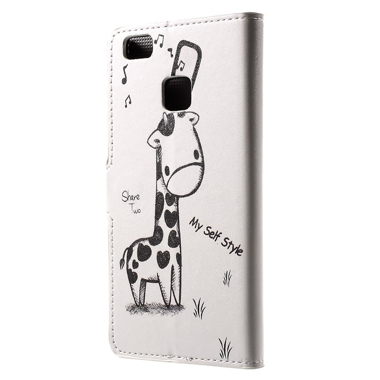 Leather Wallet Stand Phone Case for Huawei P9 Lite - Giraffe-2