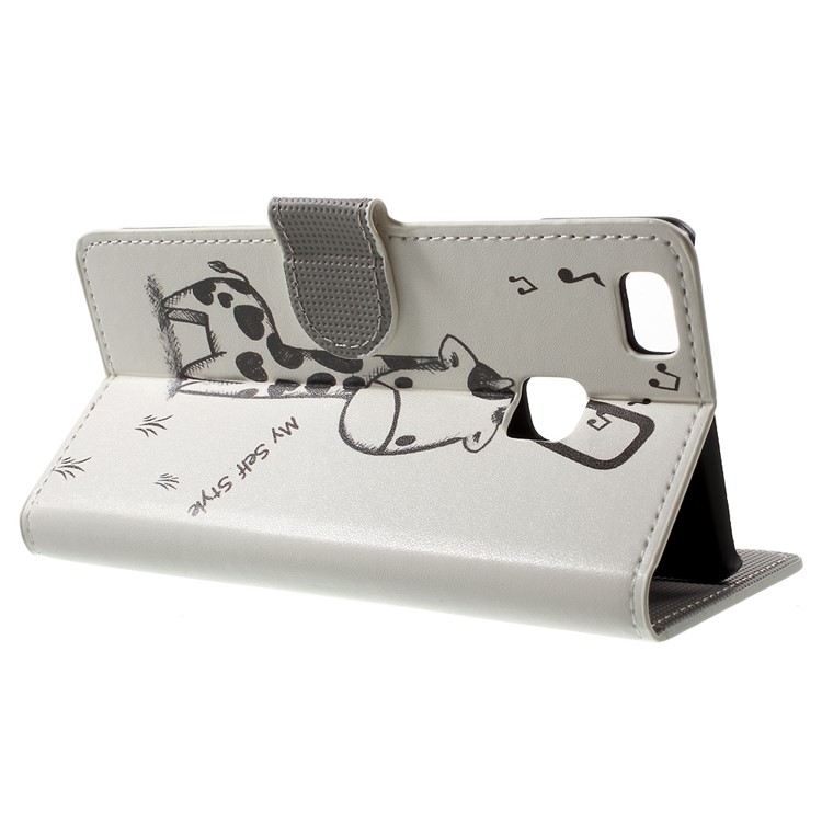 Leather Wallet Stand Phone Case for Huawei P9 Lite - Giraffe-3