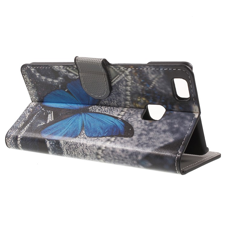 Leather Wallet Stand Protective Case for Huawei P9 Lite - Blue Butterfly-3