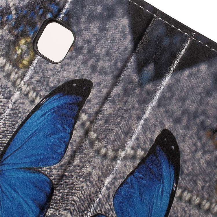 Leather Wallet Stand Protective Case for Huawei P9 Lite - Blue Butterfly-6
