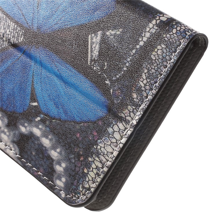 Leather Wallet Stand Protective Case for Huawei P9 Lite - Blue Butterfly-8