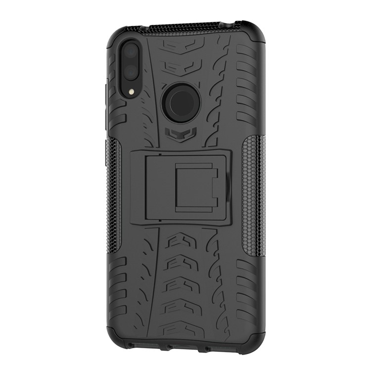 Tyre Pattern PC TPU Hybrid Phone Shell with Kickstand for Huawei Y7 Pro (2019) - Black-4