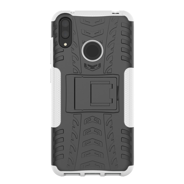 Tyre Pattern PC TPU Hybrid Phone Shell with Kickstand for Huawei Y7 Pro (2019) / Y7 (2019) / Enjoy 9 - White-3