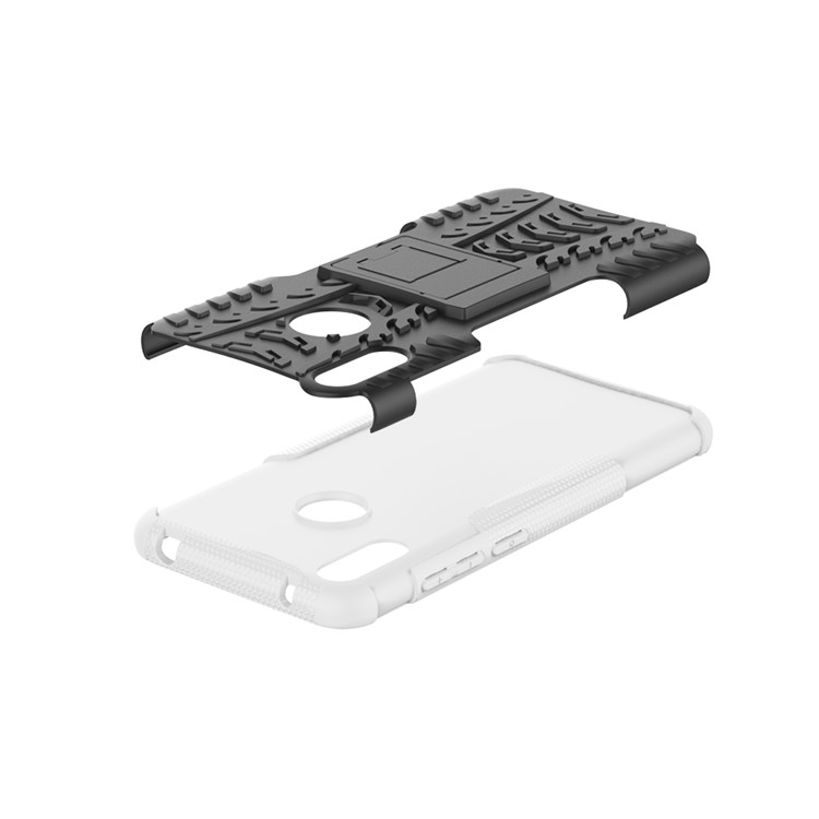 Tyre Pattern PC TPU Hybrid Phone Shell with Kickstand for Huawei Y7 Pro (2019) / Y7 (2019) / Enjoy 9 - White-8