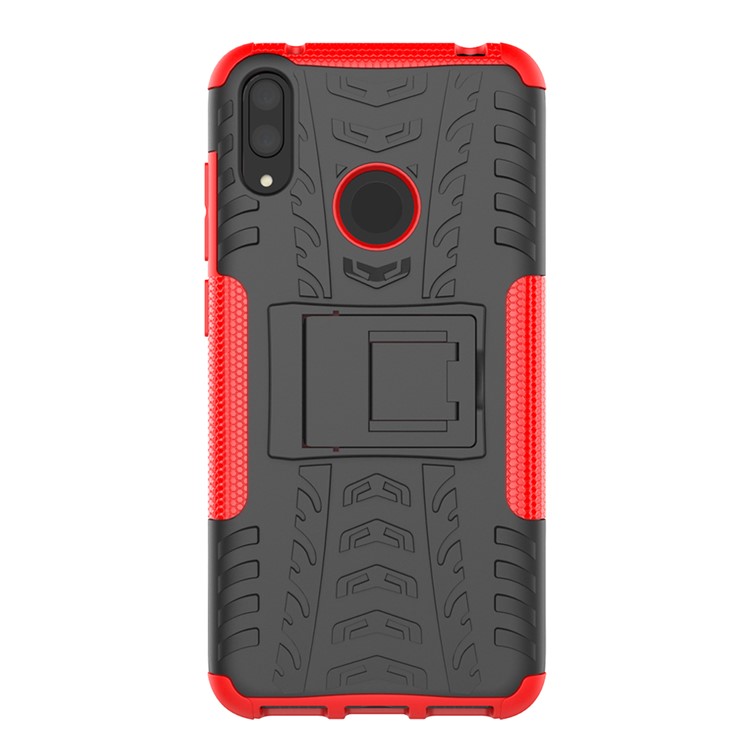 Tyre Pattern PC TPU Hybrid Phone Shell with Kickstand for Huawei Y7 Pro (2019) / Y7 (2019) / Enjoy 9 - Red-5