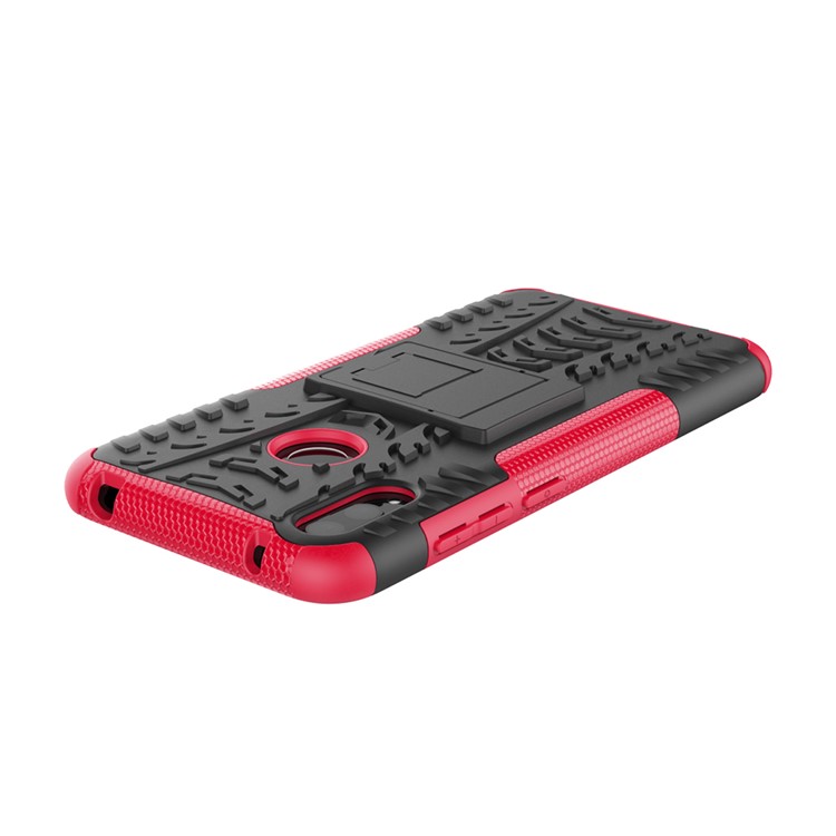 Tyre Pattern PC TPU Hybrid Phone Shell with Kickstand for Huawei Y7 Pro (2019) / Y7 (2019) / Enjoy 9 - Red-9