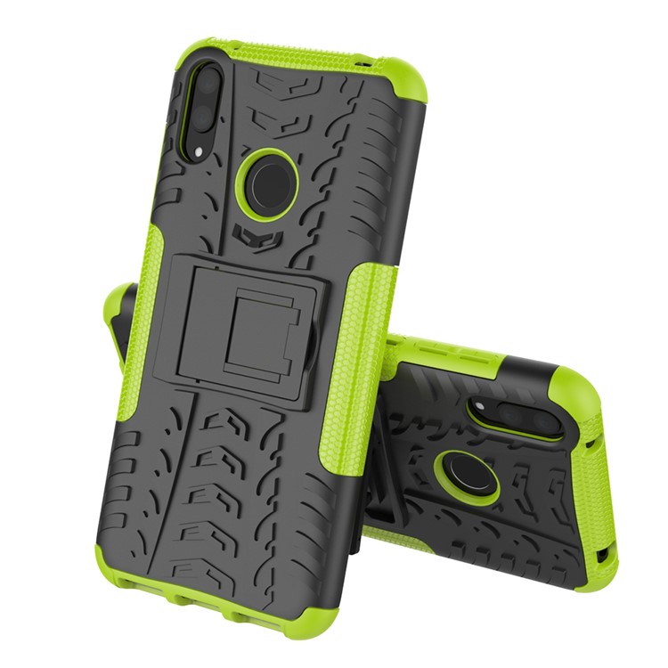 Tyre Pattern PC TPU Hybrid Phone Shell with Kickstand for Huawei Y7 Pro (2019) / Y7 (2019) / Enjoy 9 - Green-2