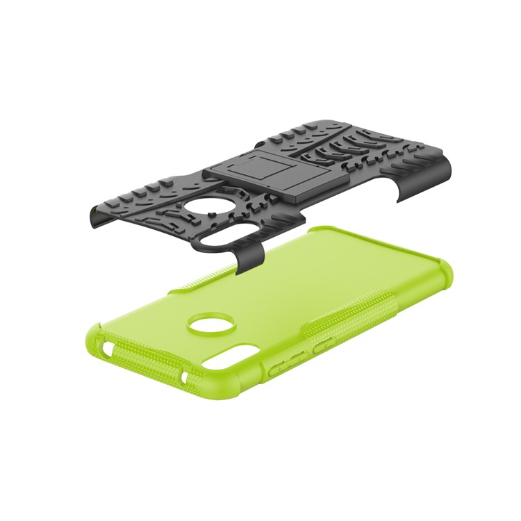 Tyre Pattern PC TPU Hybrid Phone Shell with Kickstand for Huawei Y7 Pro (2019) / Y7 (2019) / Enjoy 9 - Green-8