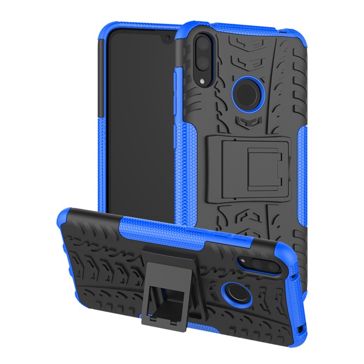 Tyre Pattern PC TPU Hybrid Phone Shell with Kickstand for Huawei Y7 Pro (2019) / Y7 (2019) / Enjoy 9 - Blue-1