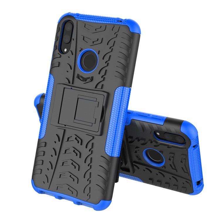 Tyre Pattern PC TPU Hybrid Phone Shell with Kickstand for Huawei Y7 Pro (2019) / Y7 (2019) / Enjoy 9 - Blue-2