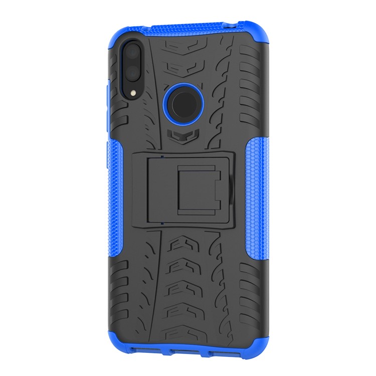 Tyre Pattern PC TPU Hybrid Phone Shell with Kickstand for Huawei Y7 Pro (2019) / Y7 (2019) / Enjoy 9 - Blue-4