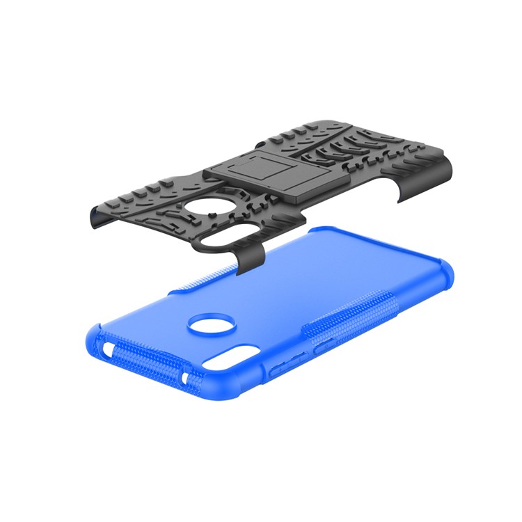 Tyre Pattern PC TPU Hybrid Phone Shell with Kickstand for Huawei Y7 Pro (2019) / Y7 (2019) / Enjoy 9 - Blue-8