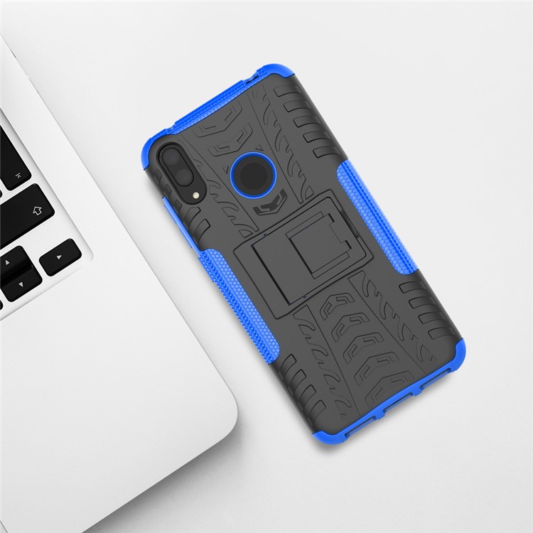 Tyre Pattern PC TPU Hybrid Phone Shell with Kickstand for Huawei Y7 Pro (2019) / Y7 (2019) / Enjoy 9 - Blue-9