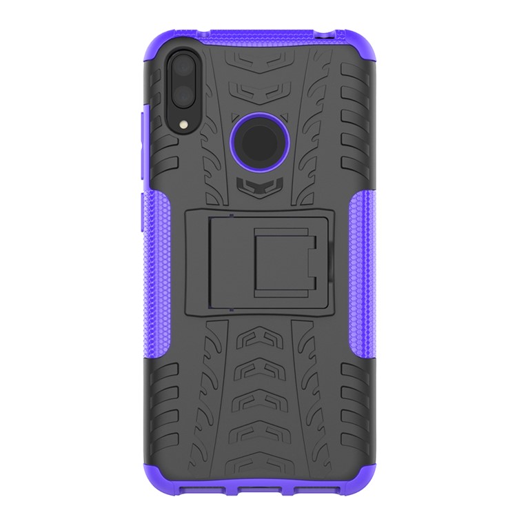 Tyre Pattern PC TPU Hybrid Phone Shell with Kickstand for Huawei Y7 Pro (2019) / Y7 (2019) / Enjoy 9 - Purple-4