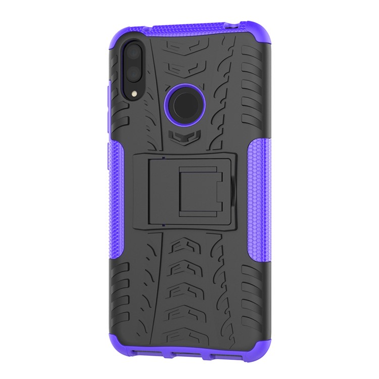 Tyre Pattern PC TPU Hybrid Phone Shell with Kickstand for Huawei Y7 Pro (2019) / Y7 (2019) / Enjoy 9 - Purple-5