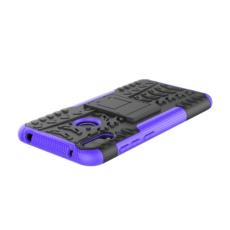 Tyre Pattern PC TPU Hybrid Phone Shell with Kickstand for Huawei Y7 Pro (2019) / Y7 (2019) / Enjoy 9 - Purple-7