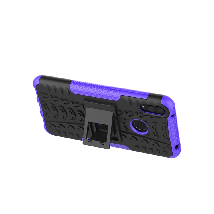 Tyre Pattern PC TPU Hybrid Phone Shell with Kickstand for Huawei Y7 Pro (2019) / Y7 (2019) / Enjoy 9 - Purple-8