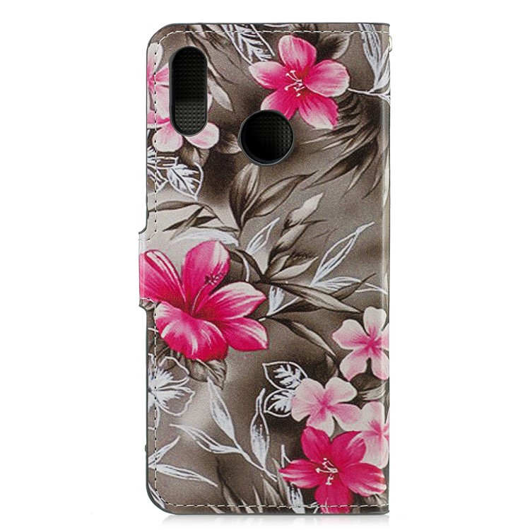 Stampa Del Modello Copertura Del Telefono In Pelle PU Per Huawei Honor 10 Lite / P Smart (2019) - Fiori Rossi-2