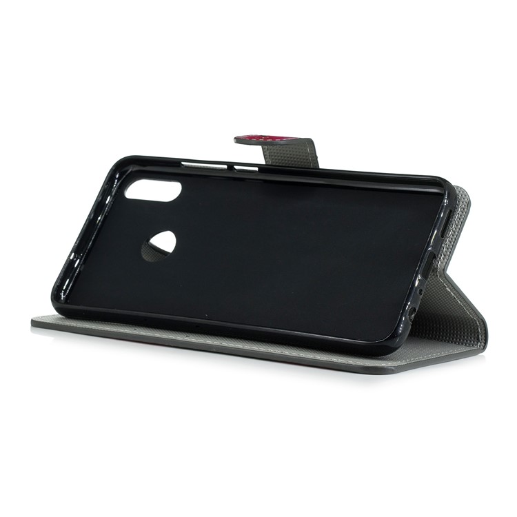 Stampa Del Modello Copertura Del Telefono In Pelle PU Per Huawei Honor 10 Lite / P Smart (2019) - Fiori Rossi-4