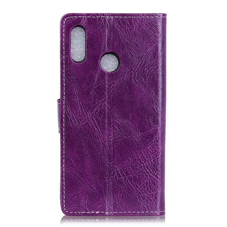Crazy Horse Vintage Leather Wallet Phone Case for Huawei Y6 (2019, with Fingerprint Sensor) / Y6 Prime (2019) - Purple-8
