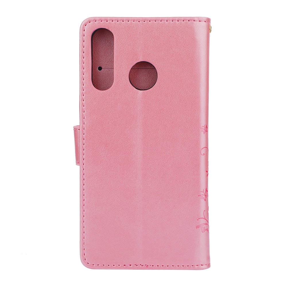 Imprint Butterfly Flower Leather Wallet Case for Huawei P30 Lite - Rose Gold-2