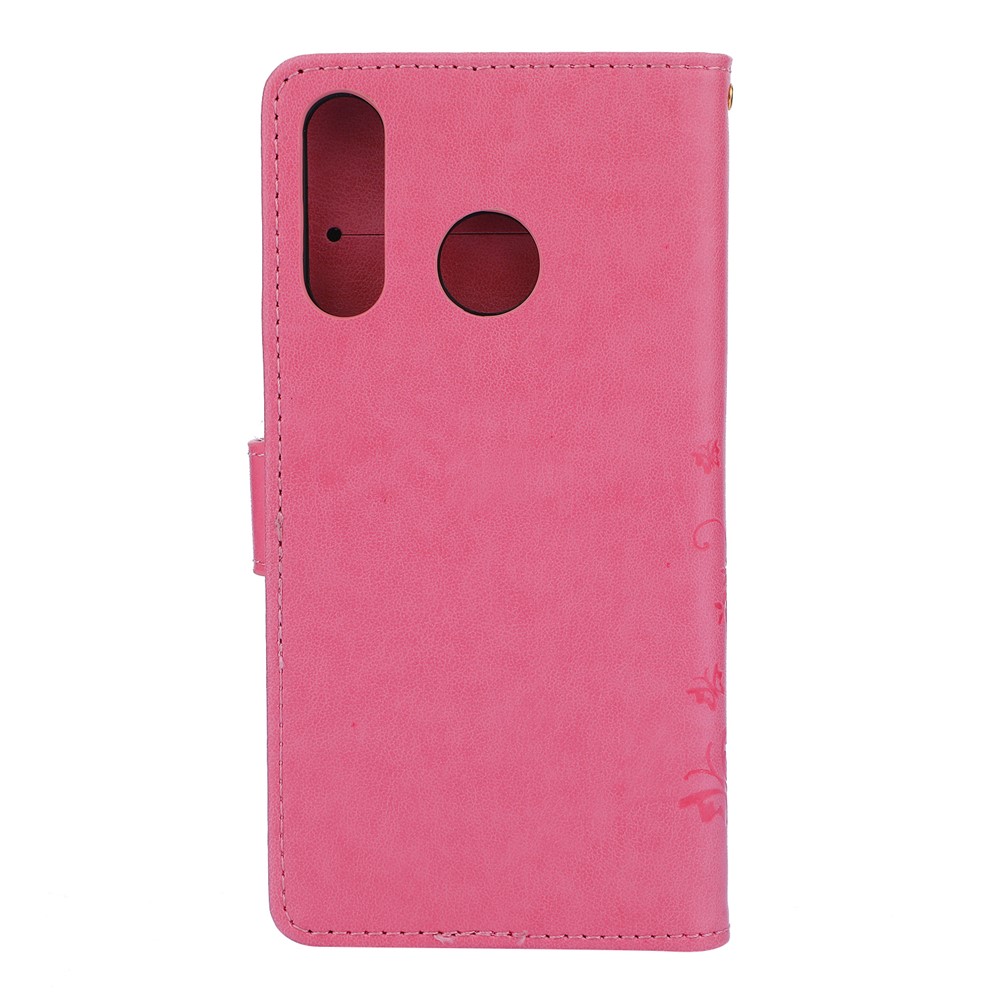 Imprint Butterfly Flower Leather Wallet Case for Huawei P30 Lite - Pink-2