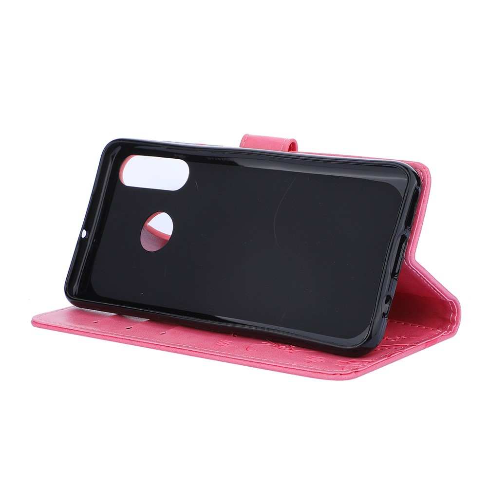 Imprint Butterfly Flower Leather Wallet Case for Huawei P30 Lite - Pink-5