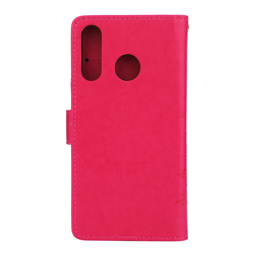 Imprint Butterfly Flower Leather Wallet Case for Huawei P30 Lite - Red-2