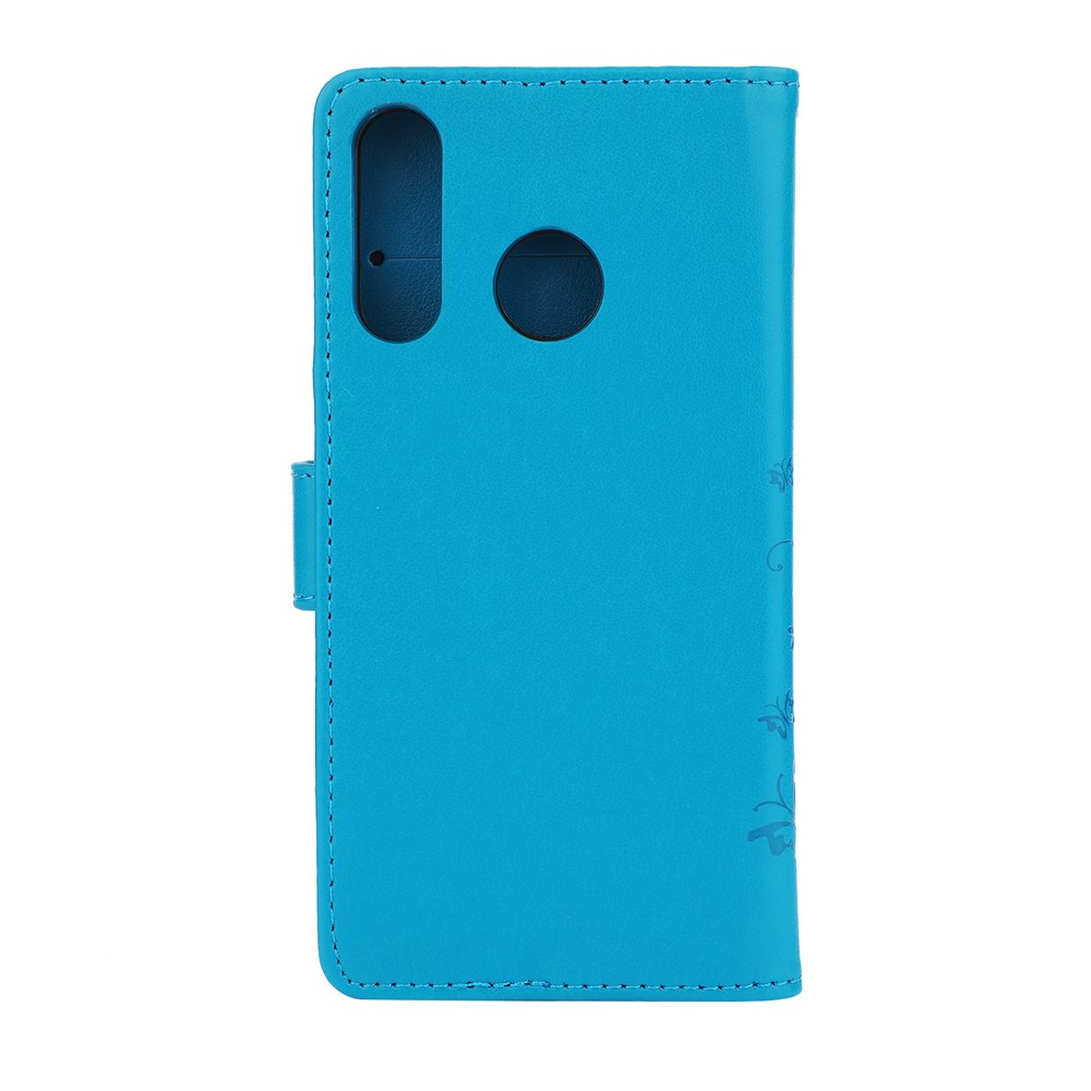 Imprint Butterfly Flower Leather Wallet Case for Huawei P30 Lite - Blue-2