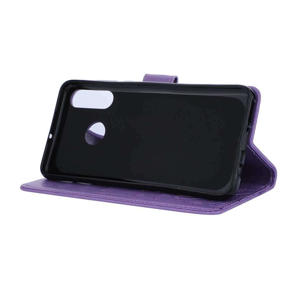 Imprint Butterfly Flower Leather Wallet Case for Huawei P30 Lite - Purple-5
