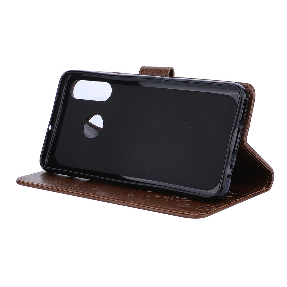 Imprint Butterfly Flower Leather Wallet Case for Huawei P30 Lite - Brown-5