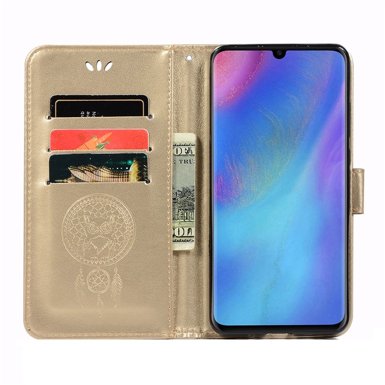 HAT PRINCE Imprinted Owl Wallet Leather Cover for Huawei P30 Pro - Gold-4