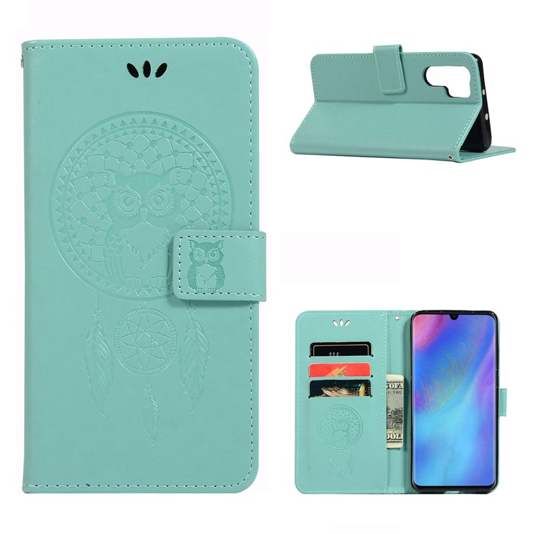 HAT PRINCE Imprinted Owl Wallet Leather Cover for Huawei P30 Pro - Cyan-1