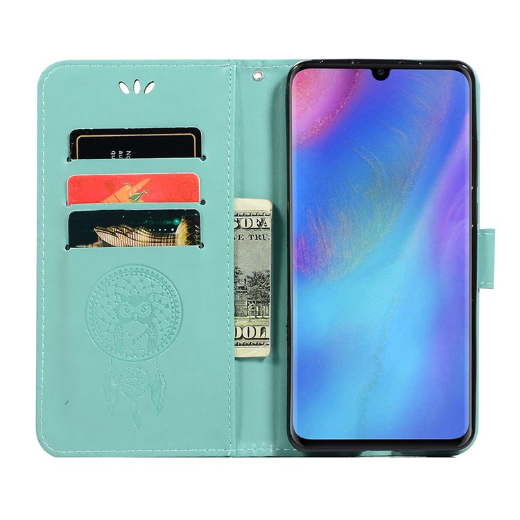 HAT PRINCE Imprinted Owl Wallet Leather Cover for Huawei P30 Pro - Cyan-4