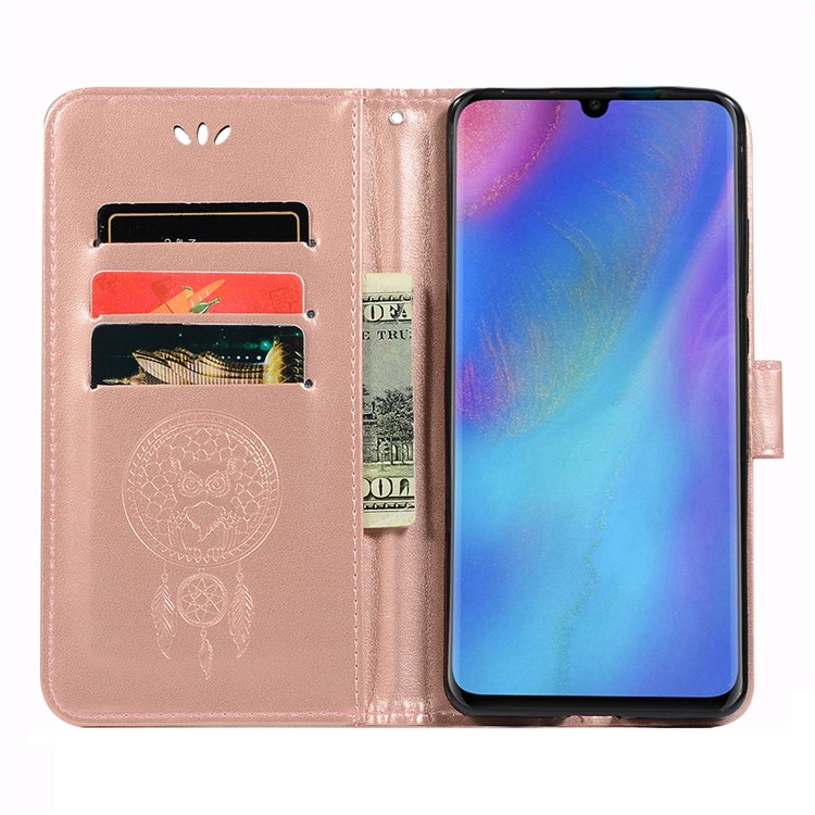 HAT PRINCE Imprinted Owl Wallet Leather Cover for Huawei P30 Pro - Rose Gold-4