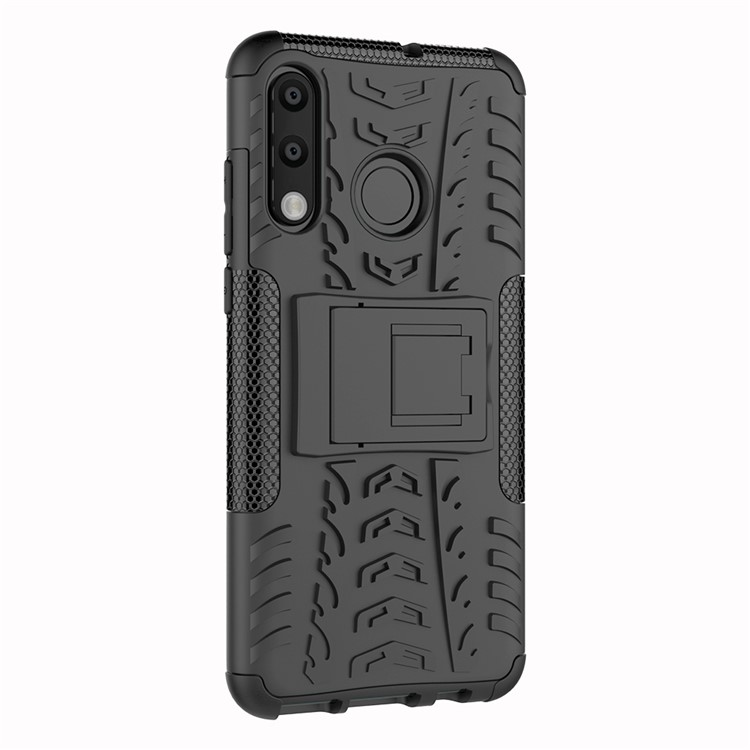 Para Huawei P30 Lite Cool Tire Kickstand PC + TPU Cubierta de Caja de Protección Híbrida - Negro