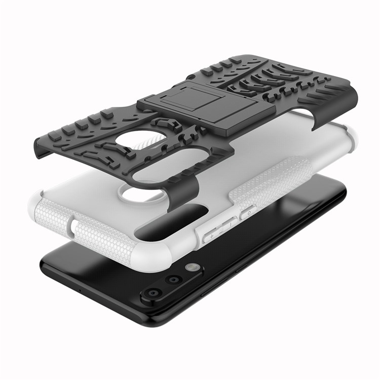 For Huawei P30 Lite Cool Tyre Kickstand PC + TPU Hybrid Protection Case Cover - White-3