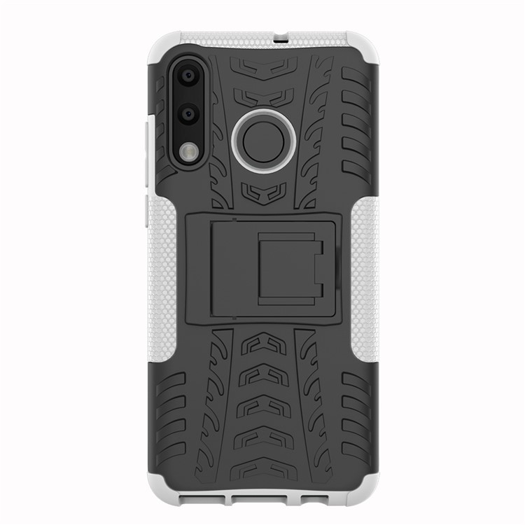 For Huawei P30 Lite Cool Tyre Kickstand PC + TPU Hybrid Protection Case Cover - White-7