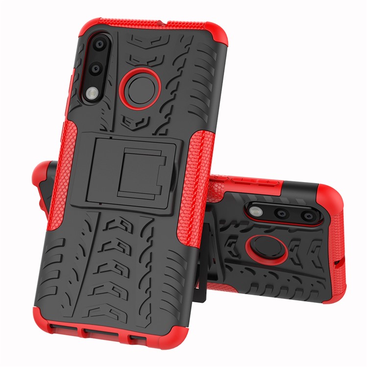 For Huawei P30 Lite Cool Tyre Kickstand PC + TPU Hybrid Protection Case Cover - Red-2