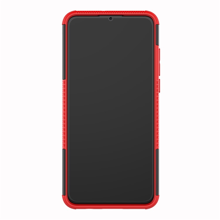 Für Huawei P30 Lite Cool Tire Kickstand PC + TPU Hybridschutz Fallabdeckung - Rot-6